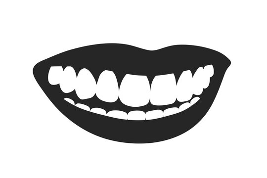 Smiling woman mouth white teeth design element