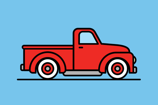 Vintage american pickup truck vector illustration