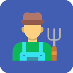Farmer Multicolor Round Corner Flat Icon