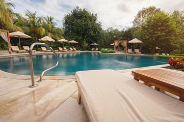Blue colorful tropical pool