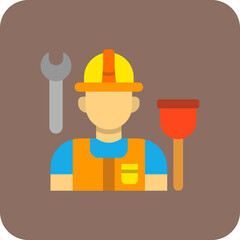 Plumber Multicolor Round Corner Flat Icon