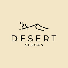 Cactus Desert minimalist Logo vector Illustration design