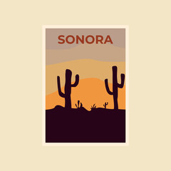 Sonora retro poster. Sonora travel illustration