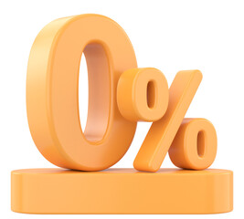 3D 0%. Zero percent installment. 3D illustration.