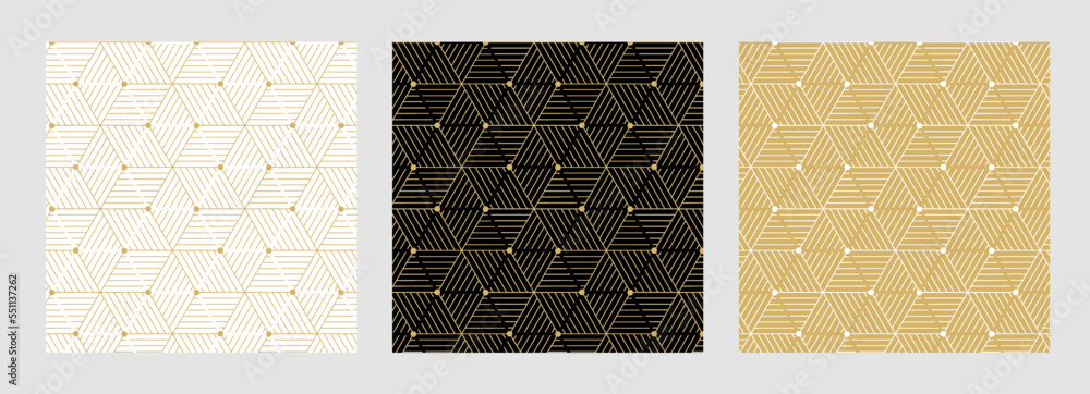 Poster gold background pattern seamless geometric line abstract luxury design vector. christmas template se