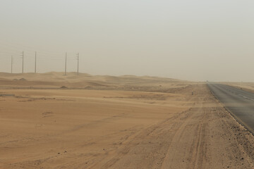 Namibian landscape along the gravel road. Swakopmund, Namibia.