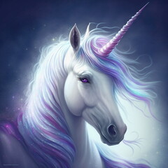 Fototapeta na wymiar Fantasy unicorn in flowers illustration