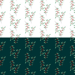 Pattern With berries and leaves. New Year's textiles. seamless pattern with leaves
