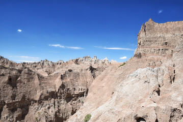 Fototapeta premium Barren landscape of the Badlands National Park in South Dakota.