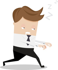 businessman sleepwalk cartoon