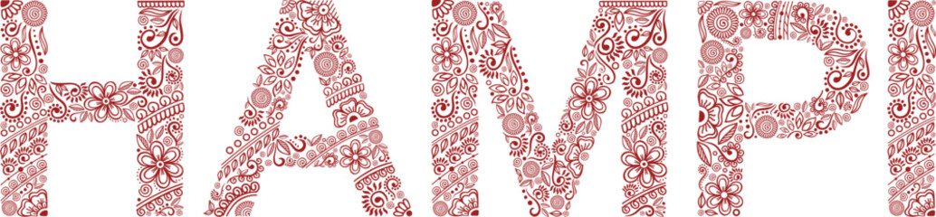 HAMPI henna tattoo doodle vector ornament on white background. For banner, poster, flyer, t-shirt
