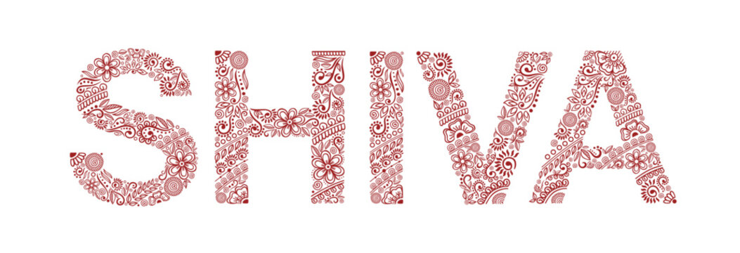 SHIVA henna tattoo doodle vector ornament on white background. For banner, poster, flyer, t-shirt