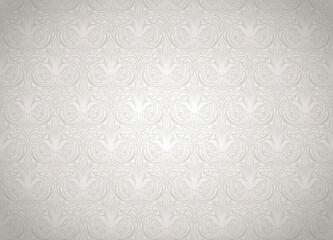 Vintage, Gothic background in white color in Baroque, rococo style with classic antique ornament. Luxury royal gold wallpaper with stage lighting. Vector illustration