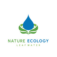 Water drop and leaf, Eco nature, spa, aquascape Logotype. Environment, natural liquid. Colorful Vector flat icon logo for business company. Corporate identity design element.