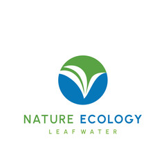 Water drop and leaf, Eco nature, spa, aquascape Logotype. Environment, natural liquid. Colorful Vector flat icon logo for business company. Corporate identity design element.