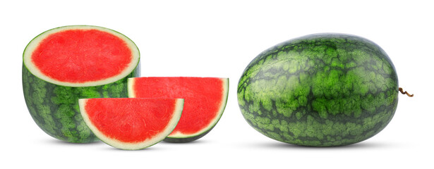 Slices of watermelon isolated on white background.