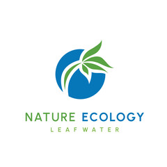 Water drop and leaf, Eco nature, spa, aquascape Logotype. Environment, natural liquid. Colorful Vector flat icon logo for business company. Corporate identity design element.
