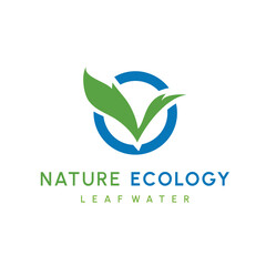 Water drop and leaf, Eco nature, spa, aquascape Logotype. Environment, natural liquid. Colorful Vector flat icon logo for business company. Corporate identity design element.