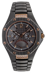 Men wrist watch with diamond and gold on transparent background.