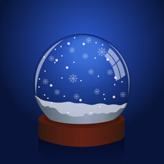 Christmas snow globe; Empty crystal ball; Magic christmas holiday snow globe isolated