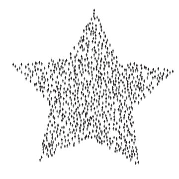  star shaped crowd, 4 shades of grey for easy recoloring