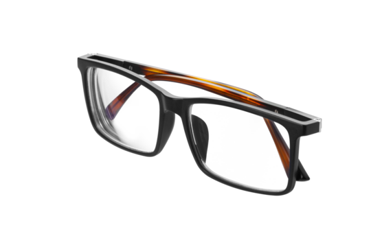 Glasses with tortoiseshell frames isolated on a transparent background
