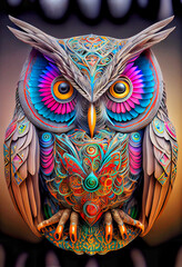 Midjourney abstract render of an owl