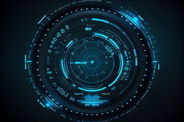 Obraz na płótnie Canvas Radar, Cyberspace, Hi-tech art concept, golbal, security, illustration