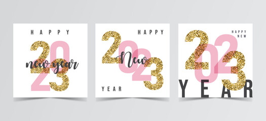 Template 2023 concept cover with golden glitter