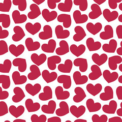 Hearts pattern. Cute Valentine day seamless background with red symbols of love. Viva magenta color. Vector illustration