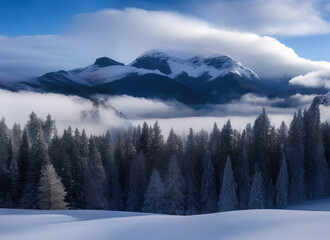 Snowy Mountains, winter, white snow peak