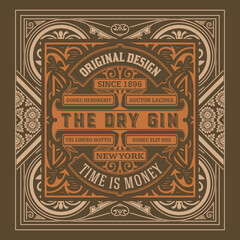 Whiskey label with old frames