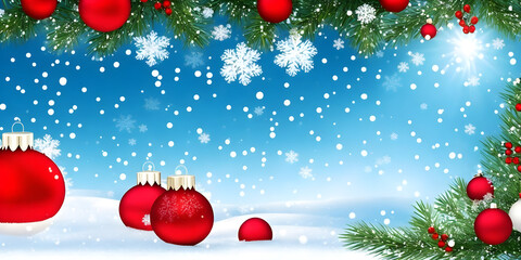 Christmas Ornaments in the Snow Background