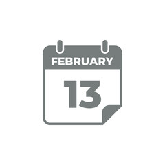 February Calendar Icon Vector Template