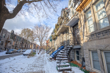 Season's first snowfall, Montreal, Canada