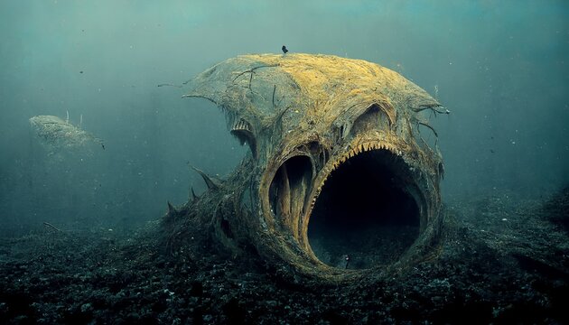 Ocean devourer creature design in deep sea