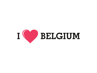 I Love Belgium Country Vector Logo Template
