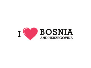 I Love Bosnia and Herzegovina Country Vector Logo Template