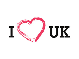 Obraz premium I Love UK Country Vector Logo Template