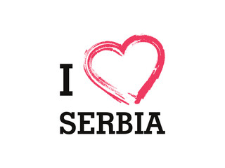 I Love Serbia Country Vector Logo Template