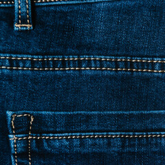 Denim background with copy space. Blue denim texture, square format