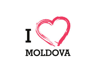 I Love Moldova Country Vector Logo Template