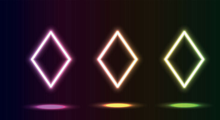 Vector banner or background in the form of neon rhombuses on a dark background