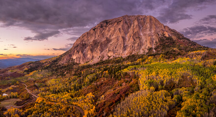 Autumn sunset colors in the Colorado Rocky Mountains - near Crested Butte on scenic Gunnison County Road 12 through the Kebler Pass
