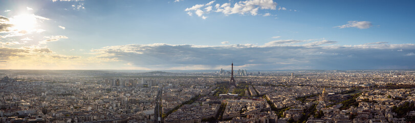 Obraz premium Paris aerial view with Eiffel Tower at sunset. France