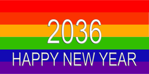 2036 colorful rainbow background year number