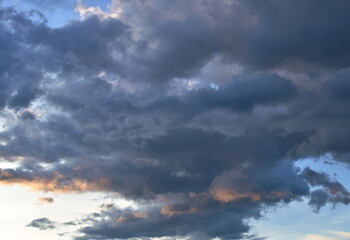 cloud spreading on sunset sky in evening