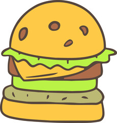 Hamburger with meat and cheese illustration
