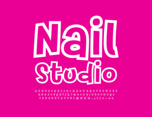 Vector stylish logo Nail Studio with Trendy Font. Creative Alphabet Letters, Numbers and Symbols set