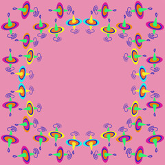 Stylized colored  whirligigs. Hand drawn.